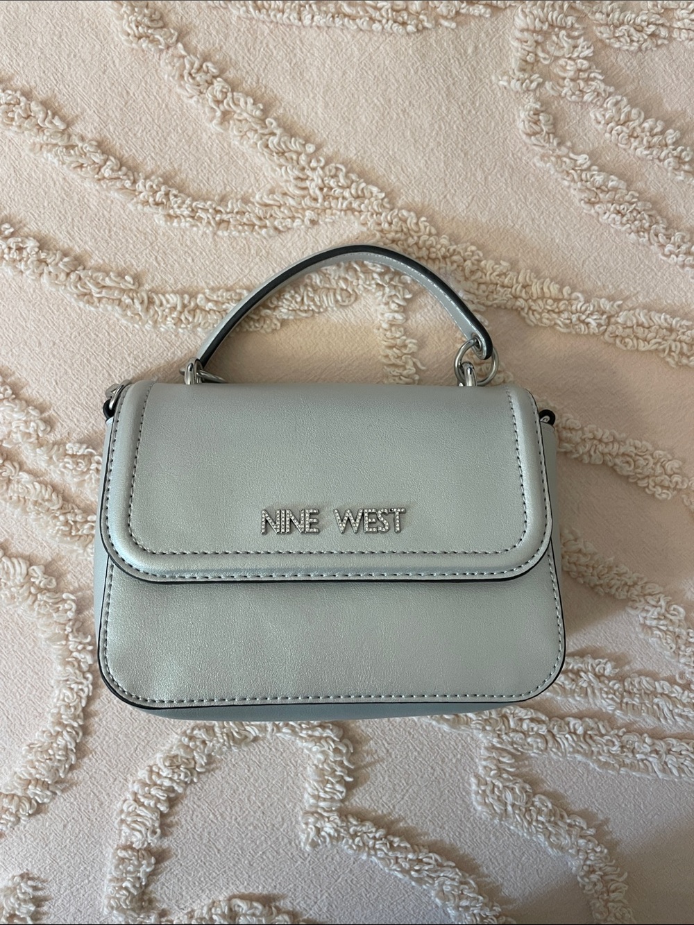 Nine West Pale Gray Mini Top-Handle Satchel with bling
